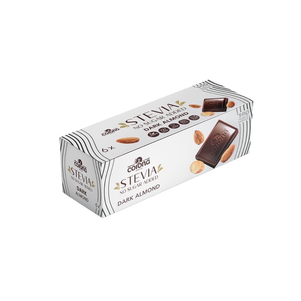 Corona Chocolate Dark Stevia Almond 270 gm - 6 piece