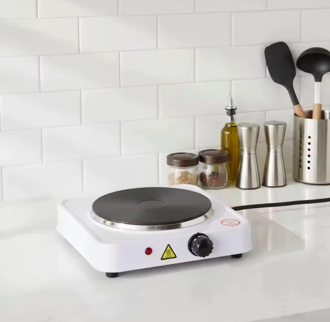 Electric Tile Heater, 1000W White Electric Tile Heater with Thermostat Heat ControlSafe electric hob with temperature control and automatic shut-off – flat hob – for offices, dorms, and travel