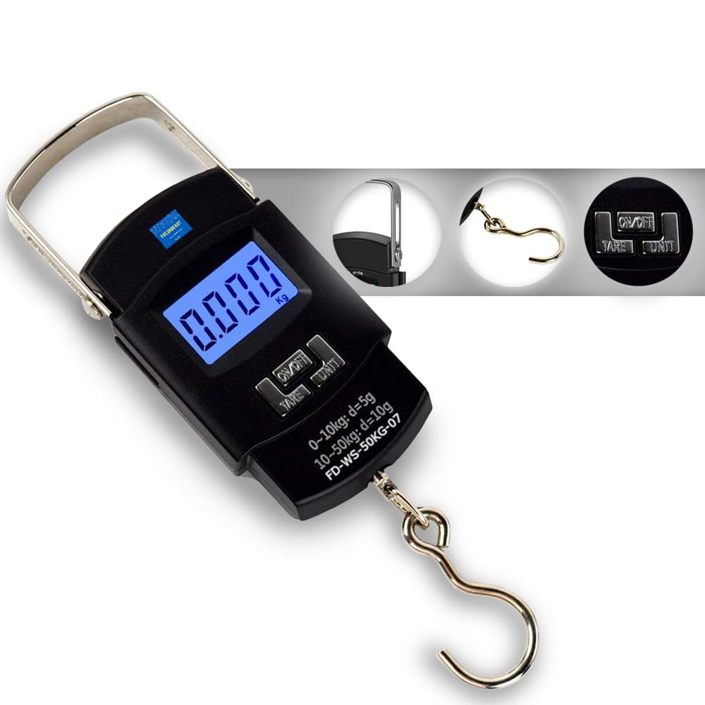 FreshDcart Heavy Duty Portable Hook Weighing Machine Digital Type Manual Weight M/c 10 Kg-50Kg Temp Scale for Home, Kitchen, Traveling (Black, FDC-990)