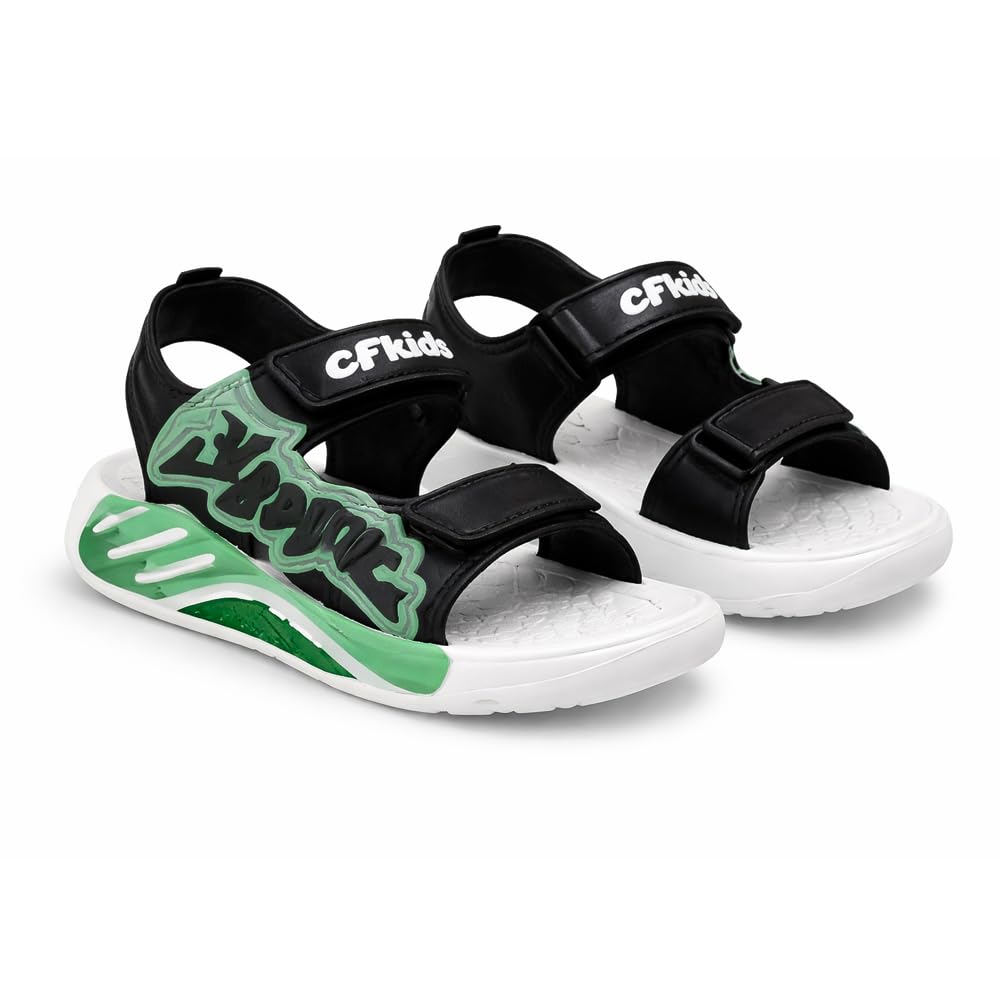 Kids Sport Sandals with Latches Straps, Soft Silicone Upper & Durable Rubber Sole, Lightweight Anti-Slip Sole