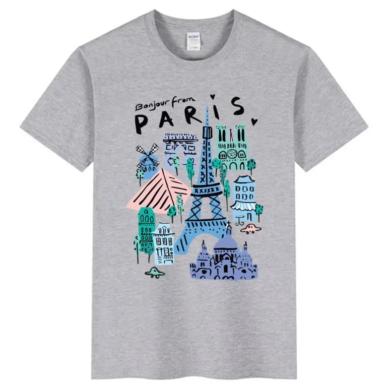 T-Shirt Grey Paris Graphic Print, Size (L)
