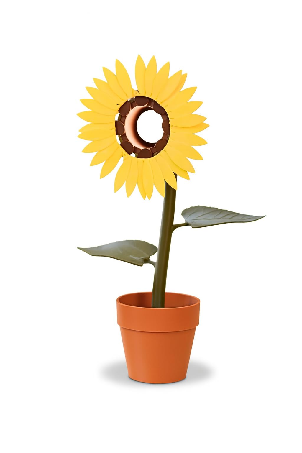 Decorative Sunflower LED Table Lamp with Iris Mechanism, Realistic Leaves, Dimmable Light, Terracotta Pot, Perfect for Nightstand, Nursery, Reading Light