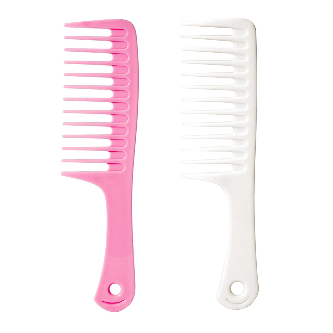 Fgail 2PCS Wide Tooth Comb for Curls, Large Tooth Detangling Comb for Women & Men Wet & Dry Curly Hair(White-Pink)