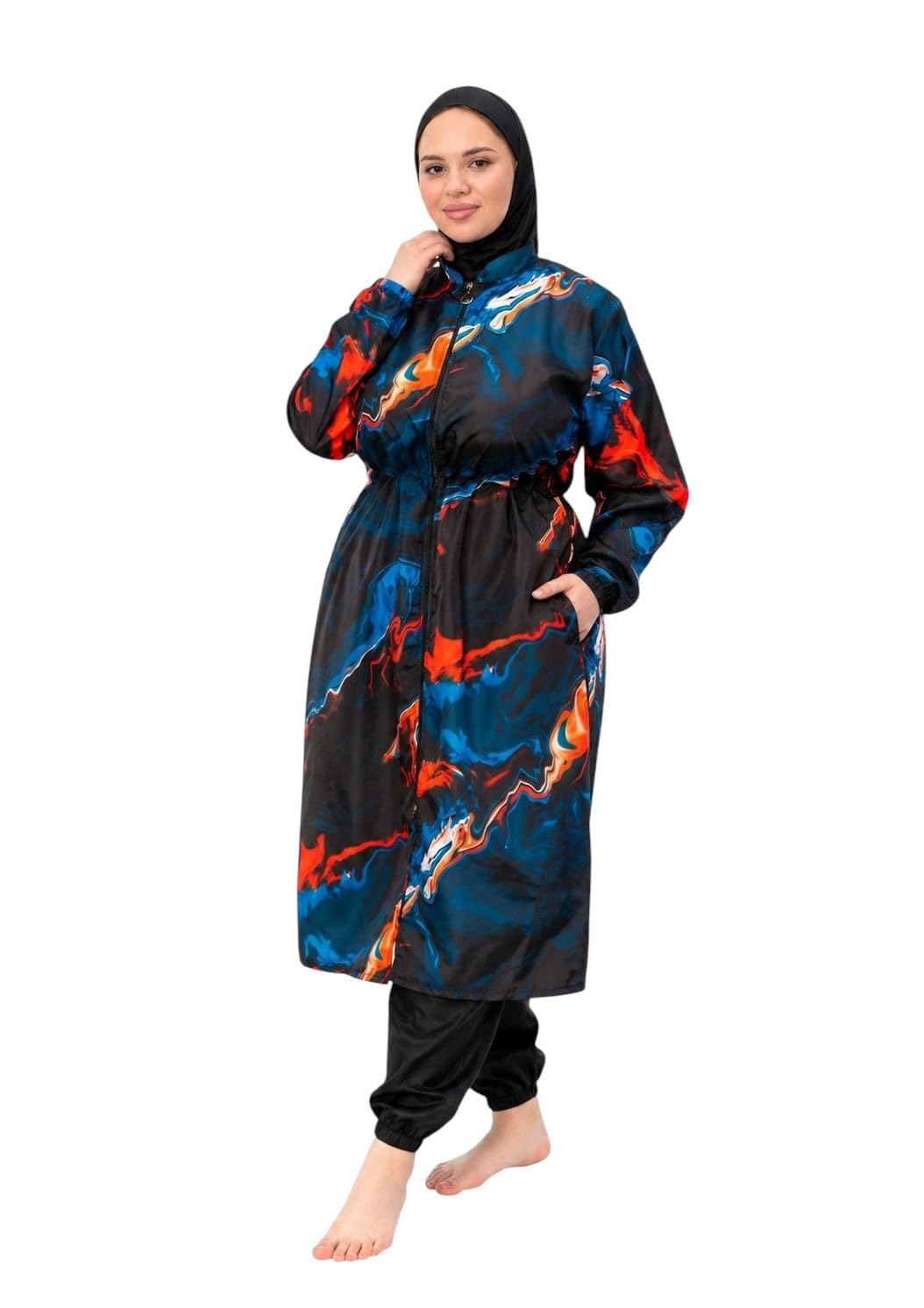 Modest Burkini for Women 4 Piece Swimwear Set with Hood and Pants Underwear Top, Quick Dry Material, Special Sizes, Suitable for Beach, Basin, Water Sports