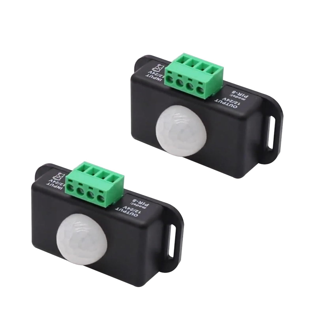2pcs 12V-24V PIR Motion Sensor Switch – Infrared LED Light Controller for Strips, Adjustable Timer (1-10 Min), 120° Detection, 8M Range(Black)
