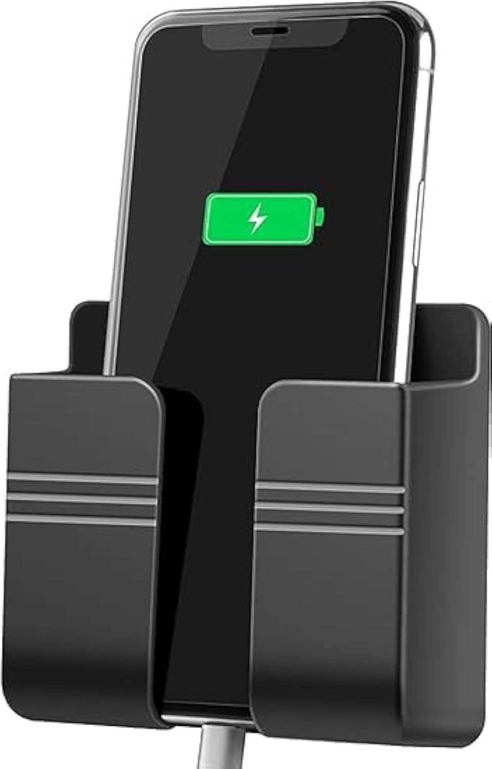 Wall Mount Mobile Phone Charger Holder, 3M Adhesive Cell Phone Wall Stand for Charger, Phone Holders for Shower Bed Wall (black)