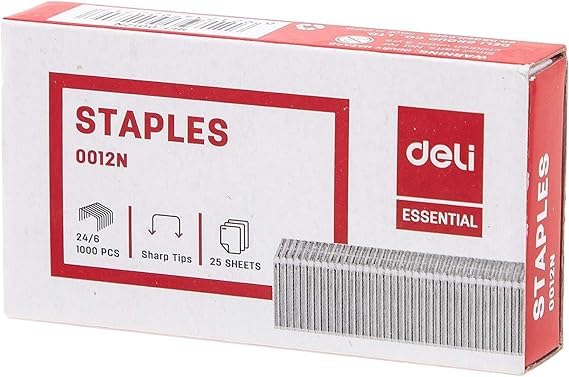 Deli Office Accessories Metal Stapler Pins 1000 Pieces Set, 24/6 Size