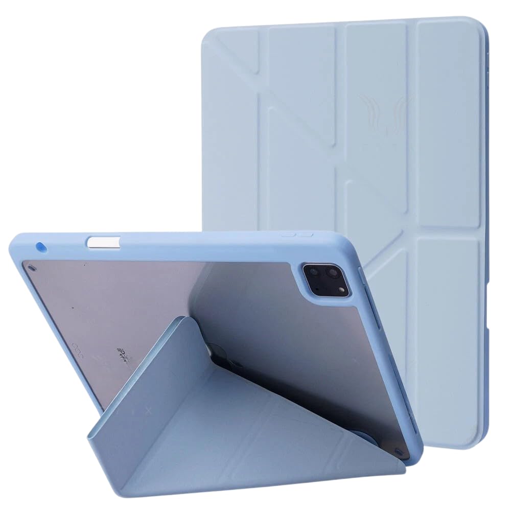 Eco Case for iPad Pro 13-Inch M4 (2024) with Pencil Holder, 5-in-1 Multiple Viewing Angles, Soft Clear Back Cover, Auto Wake/Sleep, (Light Blue)