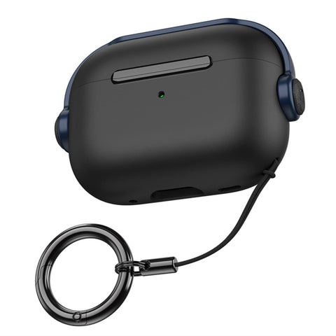 Dl3 Mobilak Case for Airpods Pro 2 Protective Case [With Closure Lid] [Front LED Visible] [With Wrist Strap] Skin Case Compatible with 2022 Airpods Pro 2nd Generation (Black Blue)