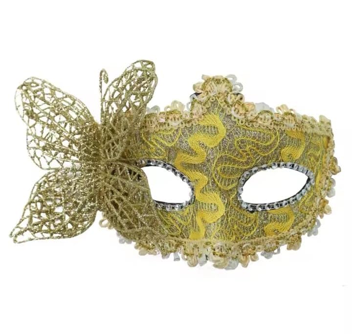 Elegant Masquerade Mask, Lace Design with Butterfly, for Costume Parties,Halloween and Celebrations, Gold