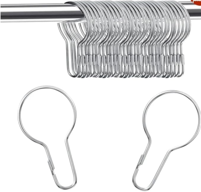 Metal Shower Curtain Rings – 10 Pcs Silver Shiny, Durable and Rustproof, Easy to Install