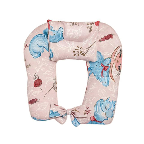 Breastfeeding Support Pillow for Mothers with Head Pillow and Washable Cover.-80031-Pink