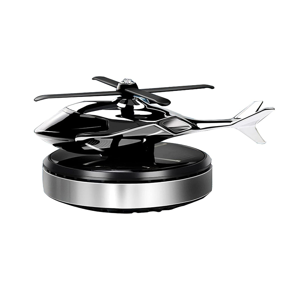 Car Air Freshener, Helicopter Solar Energy Rotating Aromatherapy Aviation Al Alloy Diffuser, Interior Decoration Accessories Diffuser for Car and Home (Silver)
