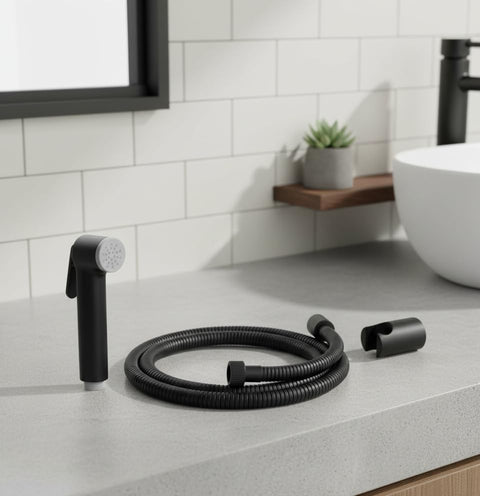 Outdoor Bathroom Bidet Set - Unlimited Purity - Versatile Personal Care - Portable Personal Care Shattaf Set (ABS External Bidet - Black)