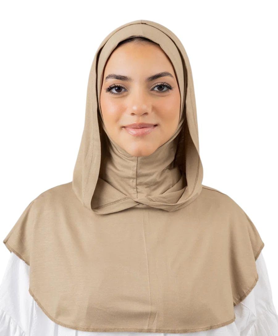 Ready Hijab For Women Beige One Piece Easy To Wear Head, Neck And Shoulders
