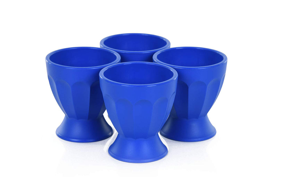 Mintra Home Unbreakable Cups and Tumblers 4pk (Bold Collection) (Dark Blue, Cup 65ml (2oz)), egg cup for hard boiled eggs, soft boiled eggs, egg stand holder, shot glass