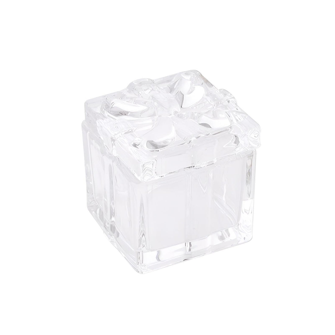 Storage Box - Premium embossed glass heart container with secure lid and bowknot detail. Versatile use for jewelry, candies, or keepsakes. Durable construction ensures long-lasting beauty, (square)