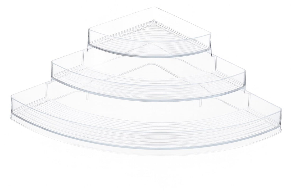 Home Care X-535 3-Tier Acrylic Corner Organizer Sleek Kitchen or Bathroom Storage, Pack of 1 - Clear Acrylic