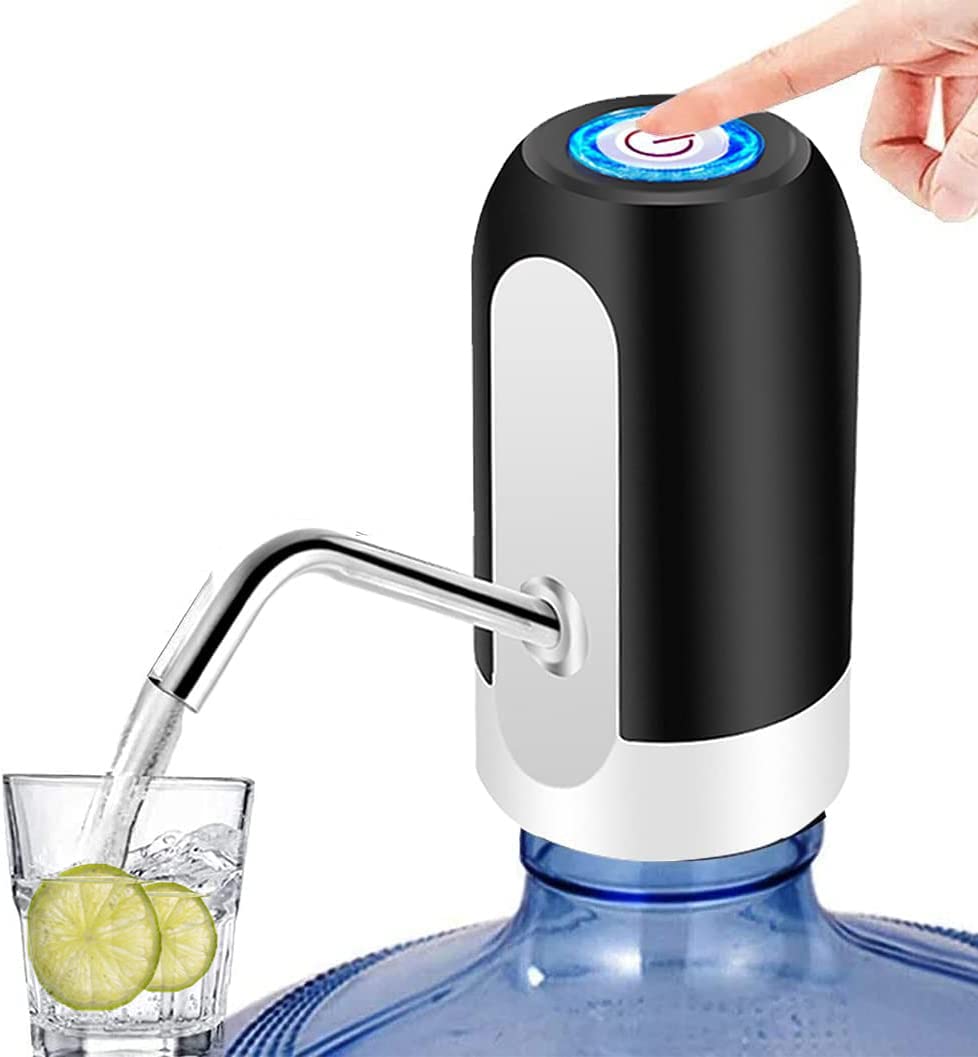 Electric Water Dispenser Bottle Pump, USB Charging Automatic Drinking Water Dispensers Universal 2-5 Gallons Portable Drinking Mini Water Bottle Pump for Office, Home, Camping, Travel, Black