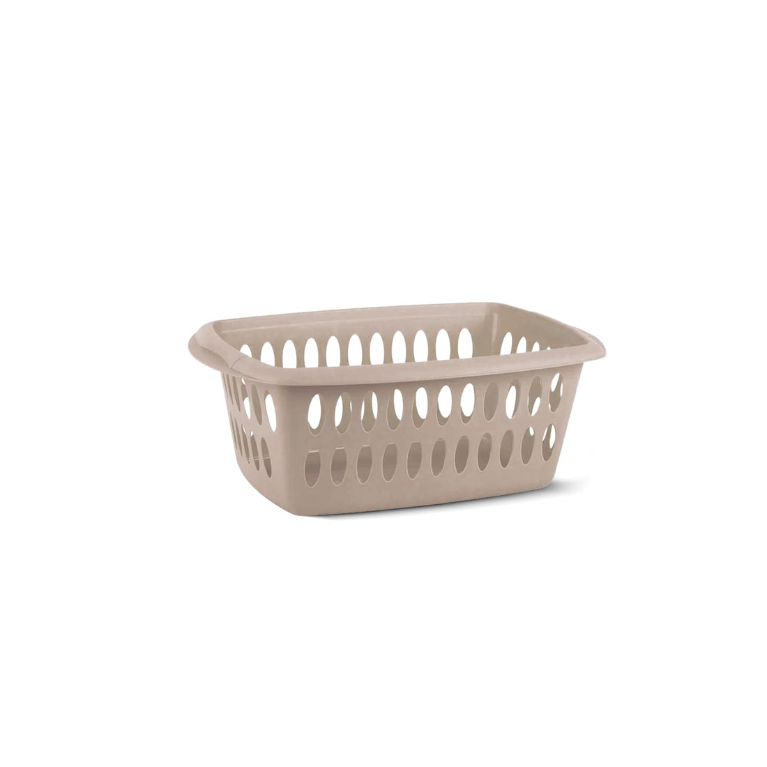 Laundry Basket – BPA-Free Plastic Clothes Hamper, Large Ventilated Design with Easy-Grip Handles, Beige, 58.6×38×22 cm, Durable & Lightweight, Made in Spain