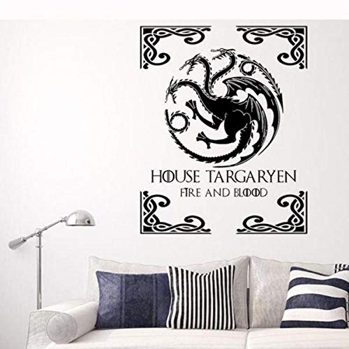 Game of Thrones Targaryen Family Crest Head Carved Dragon Wall Sticker