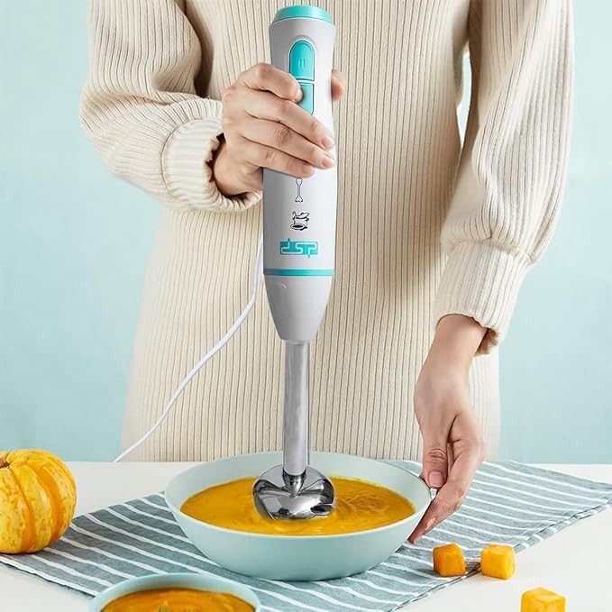 DSP Hand Blender 200W Power with Two-Speed Adjustment, Full Copper Motor, and Detachable Stainless Steel Mixing Rod and Blade, KM1148