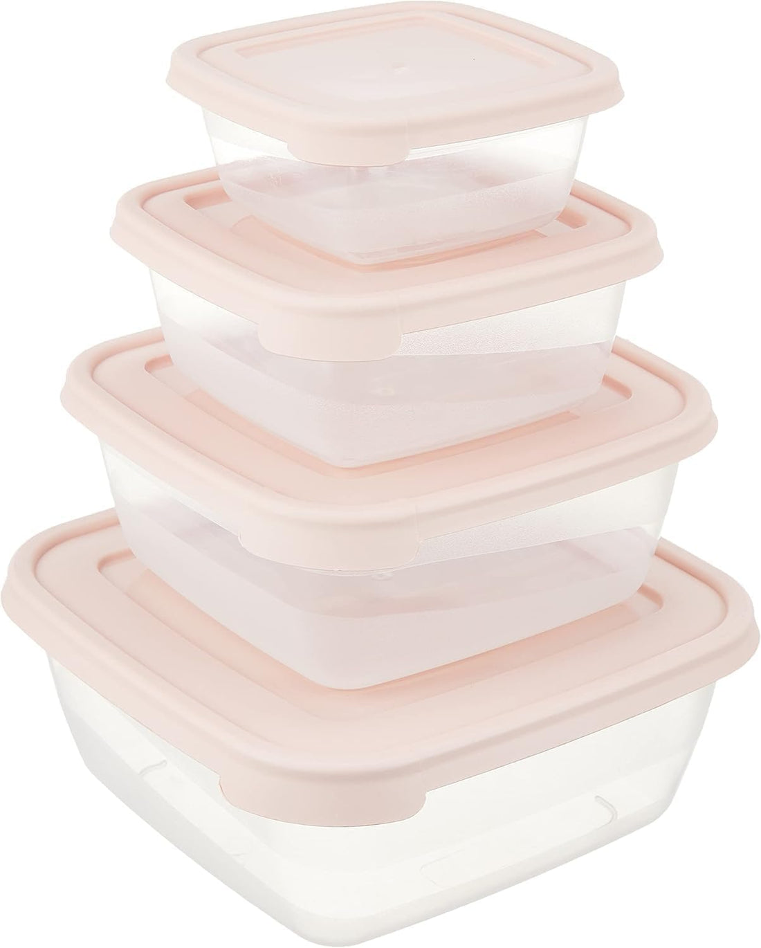 4 Pieces Fridge Food Container Set 1-1.5-2.5-4L Airtight Microwave Freezer Dishwasher Safe Plastic Container