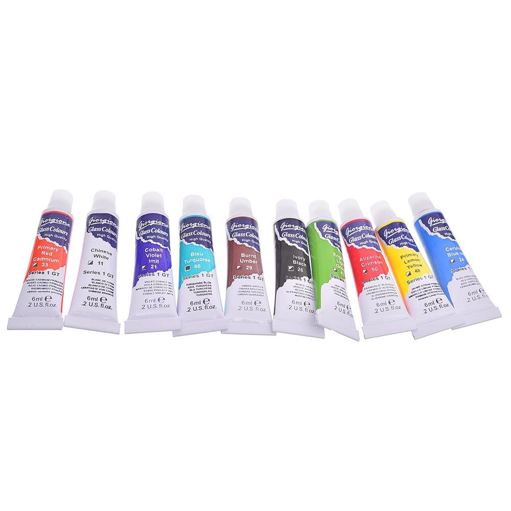 Giorgione G-1167 Non-Toxic Fabric Colour With Paint Brush Set Of 10 Tube 6ml - Multi Color