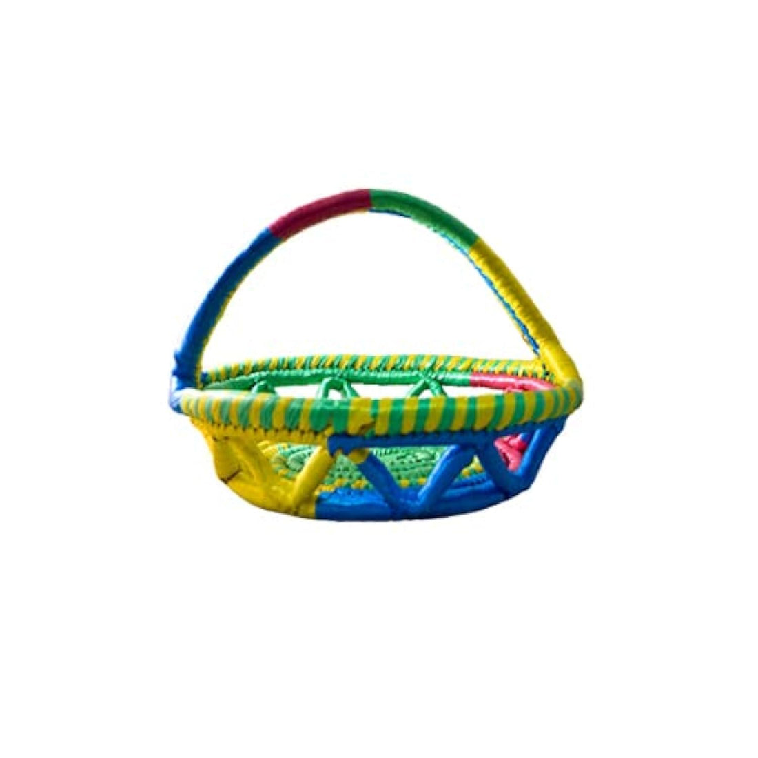 Egypt Antiques Jrid Al Nakhl Fruit Basket or Sabt Colorful Telephone 40 * 32 * Height 35 cm Natural Handmade 100% Natural