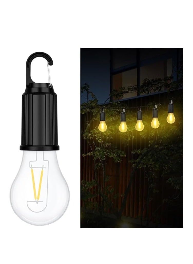 Waterproof LED Hanging Bulb Light Portable USB Rechargeable Outdoor Camping Lamp Emergency Tent Lantern With Hook Cordless Energy Saving Light For Garden Patio Hiking Fishing Power Cuts LED X2