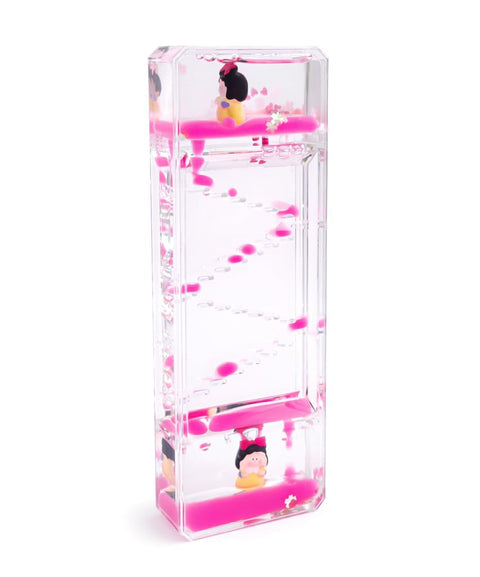 Hourglass Water Drops Ladder Clock Attractive Home Office Decor - Relaxing and Calming Toy, Shiny Colorful Oil Crystals Liquid Drop Motion Timer - Best Gift Idea (Pink)