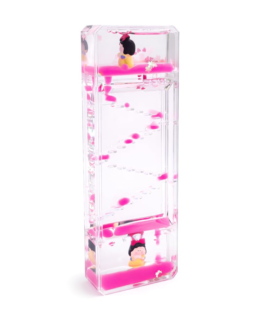 Hourglass Water Drops Ladder Clock Attractive Home Office Decor - Relaxing and Calming Toy, Shiny Colorful Oil Crystals Liquid Drop Motion Timer - Best Gift Idea (Pink)