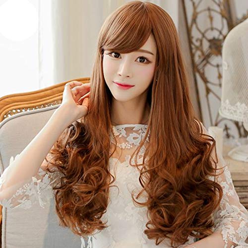 ECIF Fashion Delicate Long Curly Wigs For Ladies Brown C8051-1