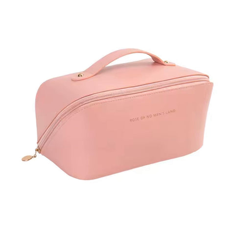 SHAR A brand-new, high-end, waterproof, vintage women's PU leather makeup bag that doubles as a cosmetic organizer and beauty case, Pink, Bag