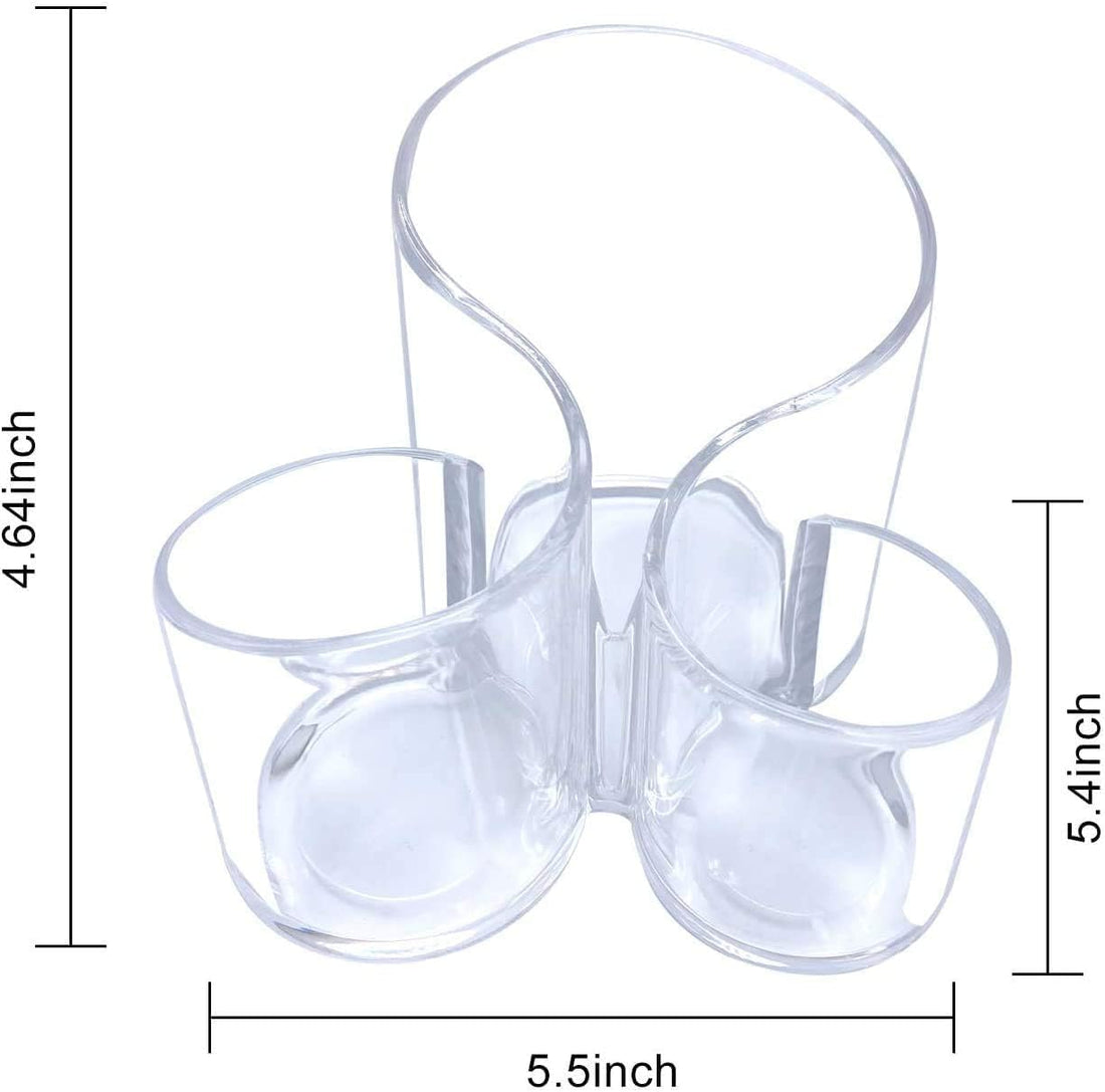 Makeup Brush Holder Organizer, 3 Large Compartments Acrylic Makeup Brush Holder Pencil Holder Desk Organizer Large Capacity Makeup Brush Storage Box, Brush Holder, 5.5x5.4x4.64 inches