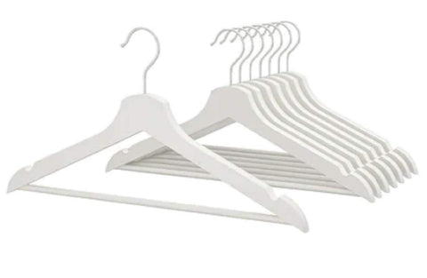 Ikea 2 Bumerang Wooden Clothes Hangers (702.385.41, White)- Pack of 16