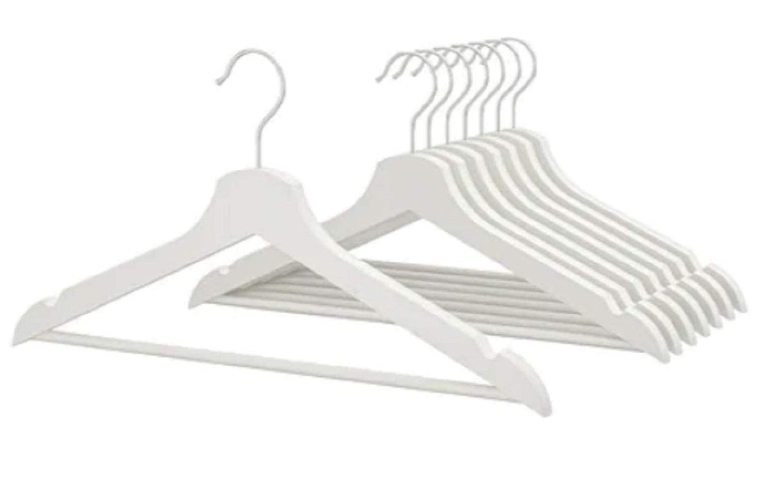 Ikea 2 Bumerang Wooden Clothes Hangers (702.385.41, White)- Pack of 16