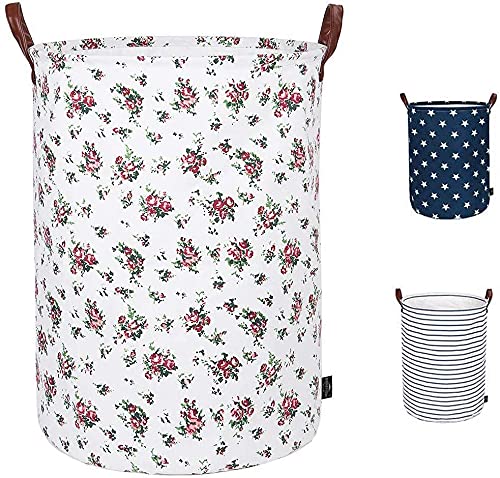 Moro Moro 3 Foldable Cotton Thickened Laundry Baskets With Pu Leather Handles