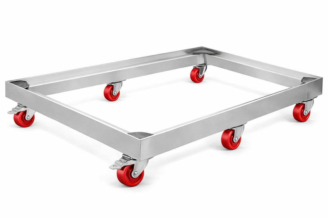 Stand and Base Aluminum 5 Burners 60x90cm - Silver - 6 Wheels with Brake - Durable and Bearing
