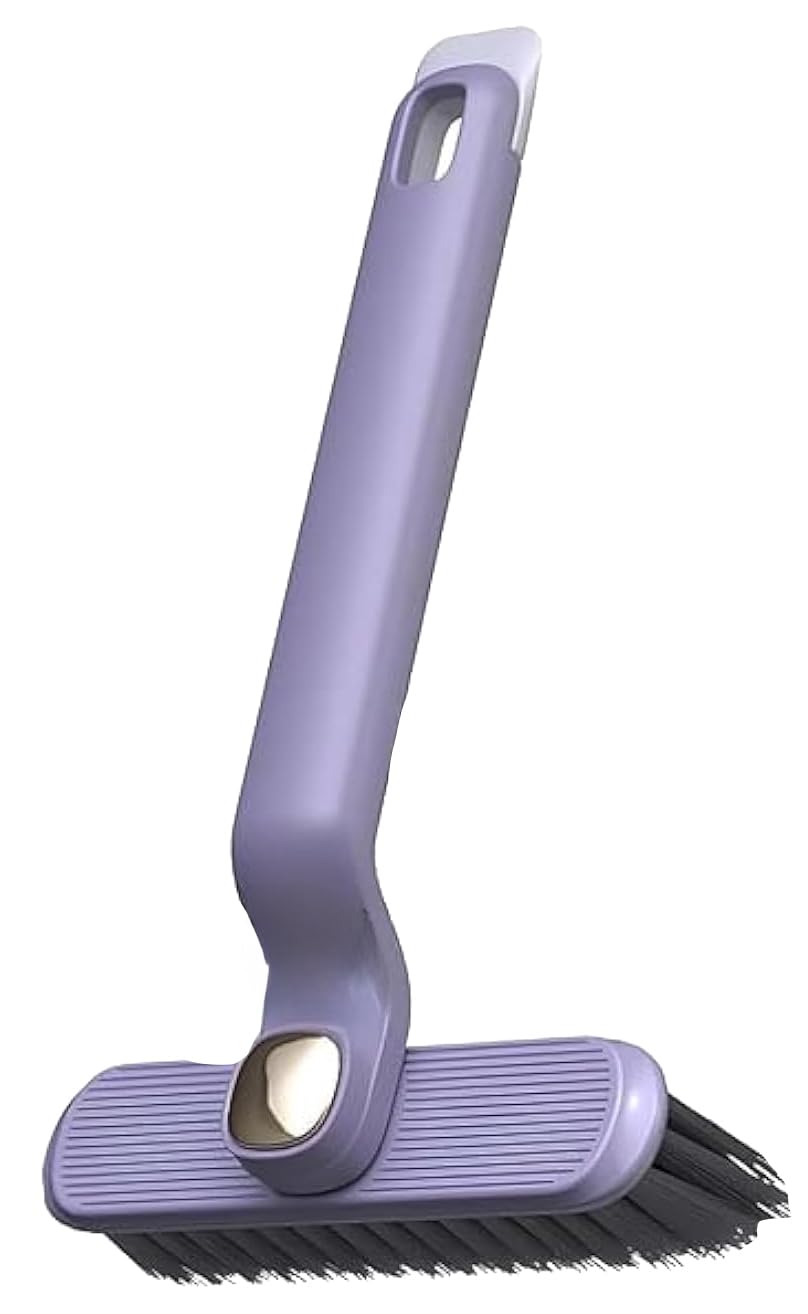 360-Degree Rotating Crevice Cleaning Brush, Hard Bristle Gap Brush for Bathroom Kitchen Tile Floors, Purple (Purple)