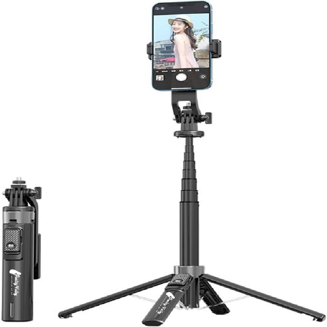 Selfie Stick Tripod Selfie Stick with Wireless Remote, Portable Phone Tripod Compatible with iPhone 15 Pro Max/15/14 Pro/14/13, Samsung S22/ S23 Ultra/Android Smartphone (P130)
