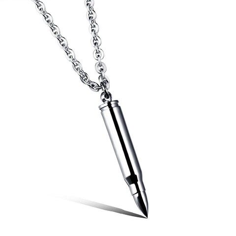 NewZenro Minimalist Mens Bullet Choker Pendant Necklace for Men Women Boy Urn Cremation Prayer Stainless Steel Fashion Simple Bar Ash Memorial Bullet Chain Nice Gifts Jewelry
