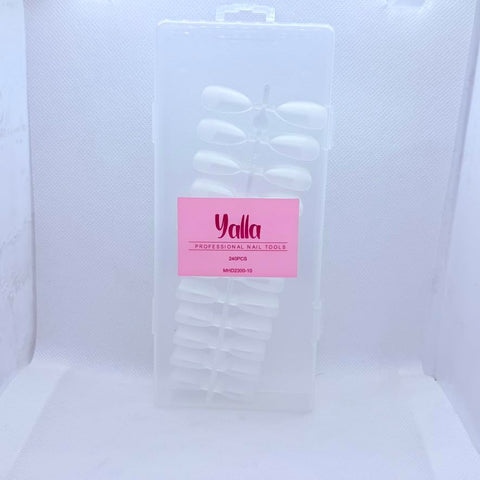 240pcs / 24pcs Fake Nails 5 Shapes Full Cover Stiletto Fake Nail Tips False Nail Art Tips For Practice Hand Display Nails Art Gel Design (Almond 240 Pcs Glass)
