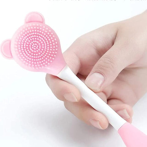 2-in-1 Soft Silicone Bear Face Cleansing Brush Hand Wash Face Brush Easy Face Mask Work Brush Multi Color
