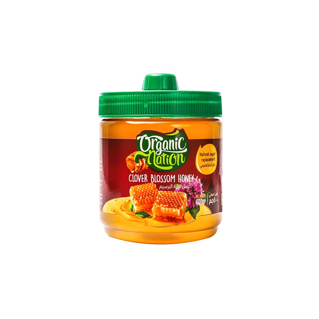 Organic Nation | Clover Honey | 100% Pure Clover Honey | Improve Body Health | Sugar Alternative | Perfect Sweetener | World’s Most Desirable Honey | Antioxidant | 400g