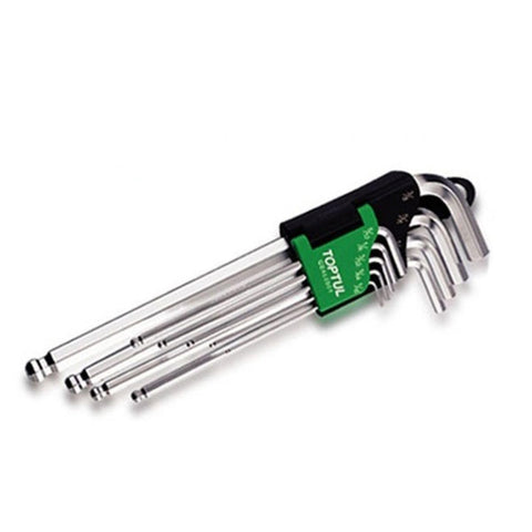 Hexagonal Allen Wrench Set HEX TOPTUL 9 Pieces 3/32 1/8 5/32 3/16 1/4 5/16 3/8 Inch Long