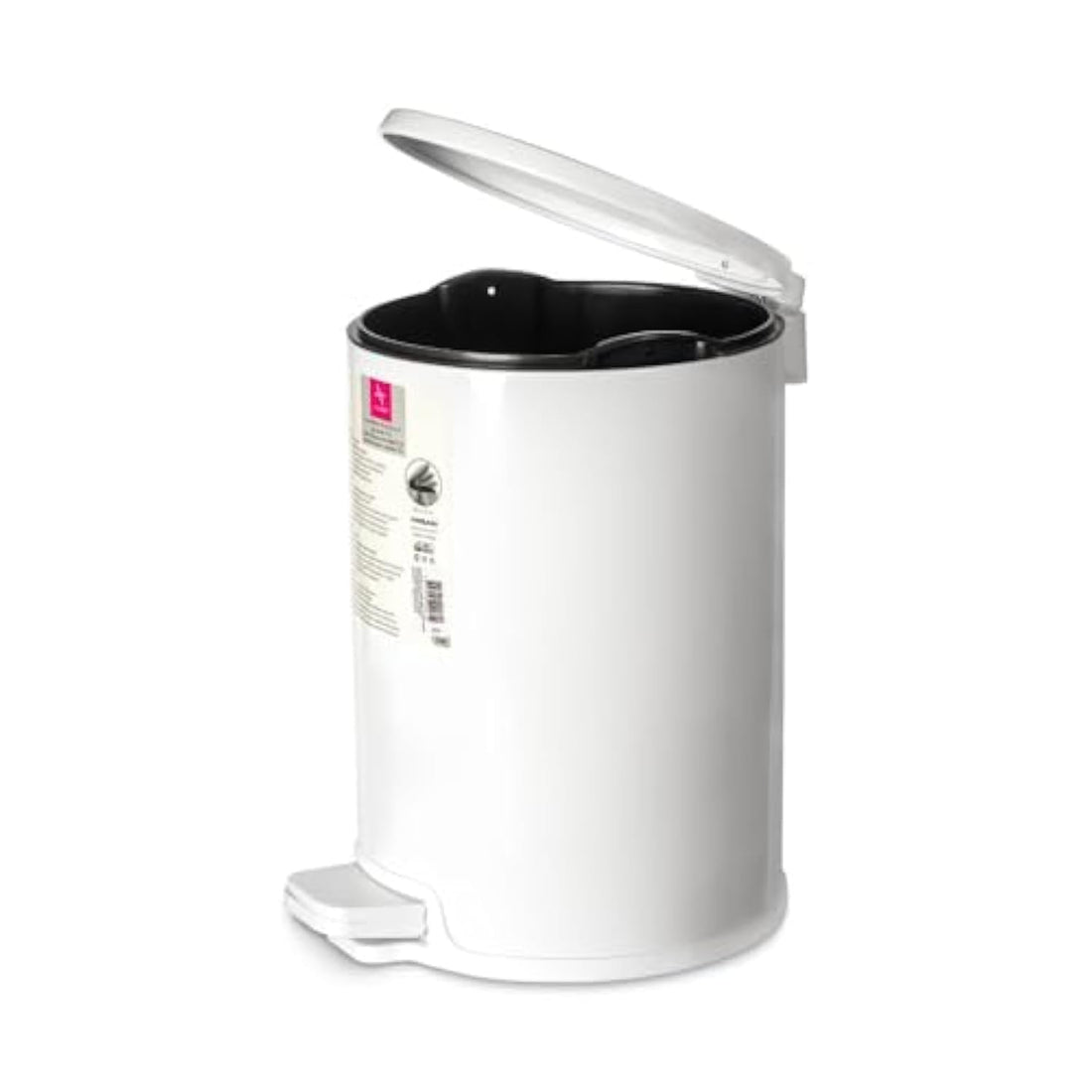 Stainless Steel Trash Can with Foot Pedal, Soft Close Lid, Removable Inner Bucket, Anti-Fingerprint Smudge Resistant, Silent Step Waste Bin for Kitchen & Bathroom 12 Liter. (White)
