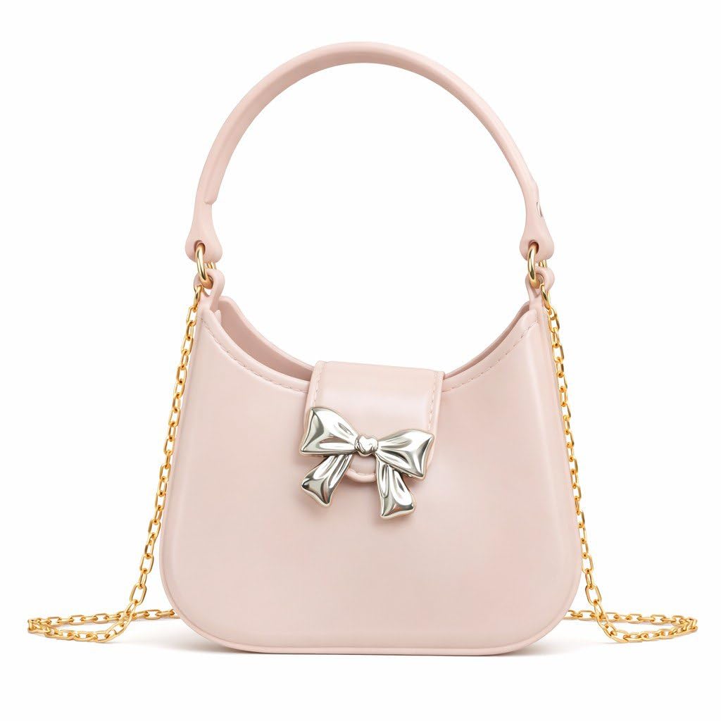 Kids Plastic Handbag with Gold Bow Decoration, Small Top Handle Bag
