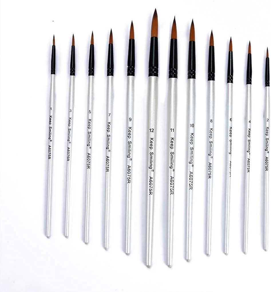 Keep Smiling Round Shaped Brushes with Different Sizes Set 12-Pieces, Black/White