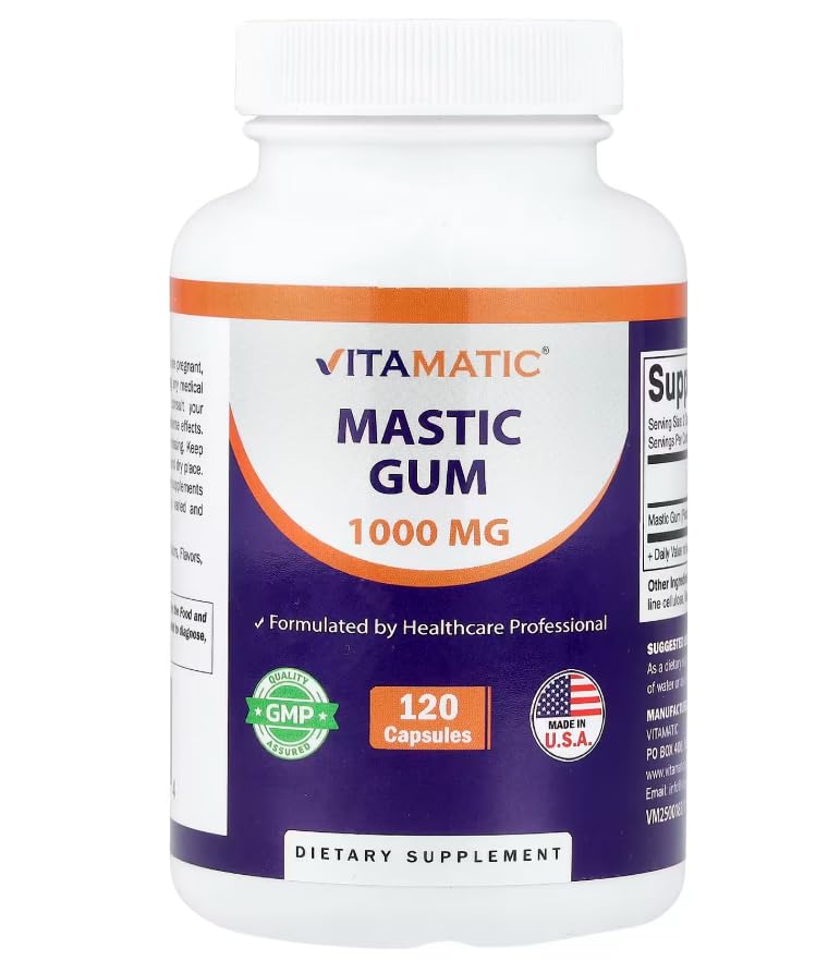 Premium Vital Mastic Gum 500mg - 120 Capsules - with Practical Pill Box - Digestive Rhythm Matrix - Gut & Gastric Shield - Non-GMO - High Bio-Integrity Formula
